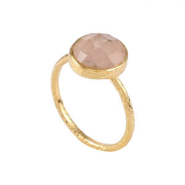 Gold plated rose quartz ring